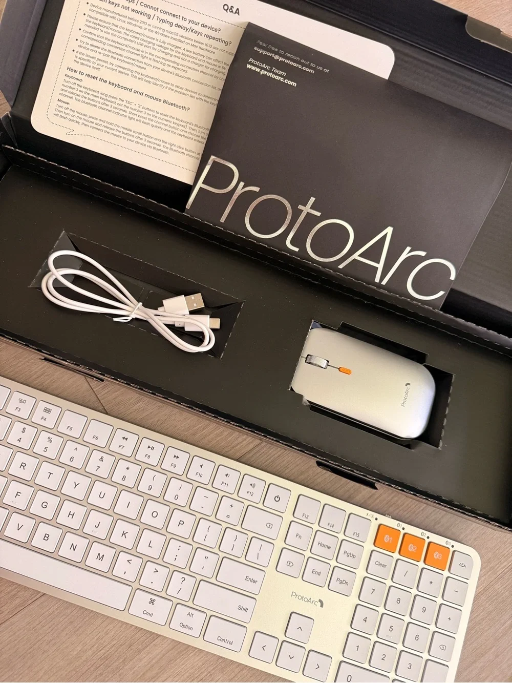 White & Silver Wireless Keyboard and Mouse Combo